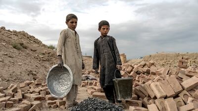 Children are involved in every step of the brickmaking process.