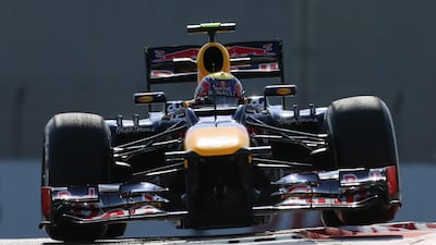 Mark Webber takes to the track during first practice for the Abu Dhabi Formula One Grand Prix. Karim Sahib/AFP