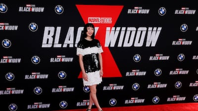 Actor Meng'er Zhang poses as she attends a fan event and special screening of the film 'Black Widow' at El Capitan theatre in Los Angeles, California, US , June 29, 2021. Reuters