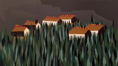 Jacob Lawrence's image The Burning is part of the exhibition 1497. Courtesy Green Art Gallery