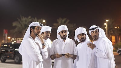 Salmeen Al Shamsi supporters gather in disappointment over Al Shamsi’s loss. Mona Al Marzooqi / The National