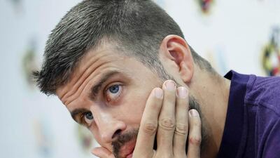 Barcelona defender Gerard Pique announces his international retirement with Spain during a press conference in Barcelona ahead of the Spanish Supercopa match against Sevilla at Stade Ibn Battouta in Tanger, Morocco. EPA