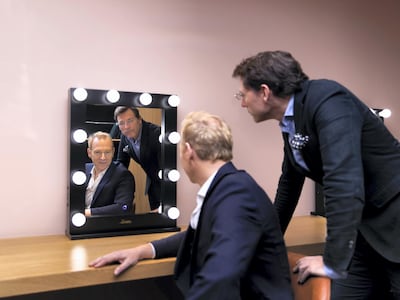 Wim Hoste, left, and Alex Broun are the brains behind a new “live cinema” project called Don’t You Forget About Me, which performs at VOX cinema in February. Reem Mohammed/The National