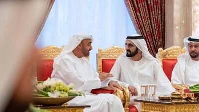 Sheikh Mohammed bin Rashid and Sheikh Mohamed bin Zayed will lead a brainstorming retreat for senior government figures. Mohamed Al Hammadi / Ministry of Presidential Affairs