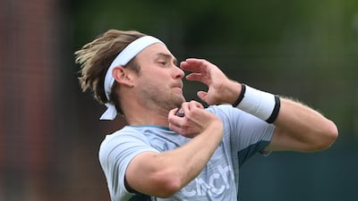 Stuart Broad bowls during a training session at Lord's Cricket Ground on Monday. Getty