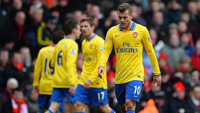 Jack Wilshere has endured several injury setbacks since breaking into the Arsenal first team as the club’s youngest league debutant at the age of 16 years and 256 days when coming on against Blackburn at Ewood Park in September 2008. Michael Regan / Getty Images