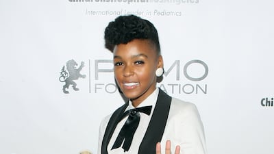Janelle Monae, wearing a black and white suit, at a benefit for the Children's Hospital Los Angeles on February 5, 2009. FilmMagic