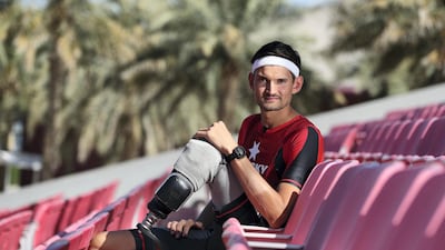 Para-triathlete Sebastian Jensen trains for the Abu Dhabi triathlon and hopes to make the paralympics in Tokyo. Thursday the 7th of February 2019 in Sports City, Dubai. Chris Whiteoak / The National