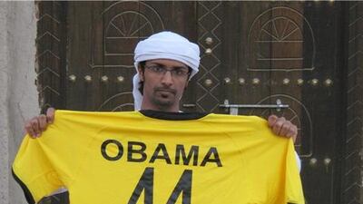 A custom-made Barack Obama Al Wasl shirt. Photo Courtesy / Salem Al Karbi