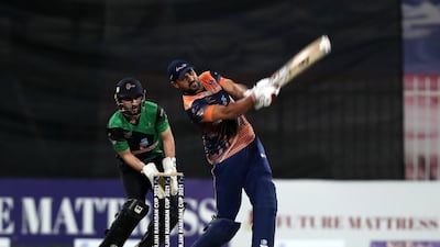 Ansar Khan of MGM Cricket Club plays a shot.