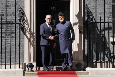 Former UK prime minister Keir Starmer met Sultan Haitham in Downing Street last year. Getty Images