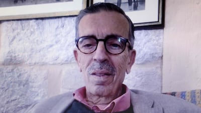 Lebanese novelist Jabbour Douaihy speaks from his home in Lebanon's northern village of Ehden. AFP / Christina ASSI