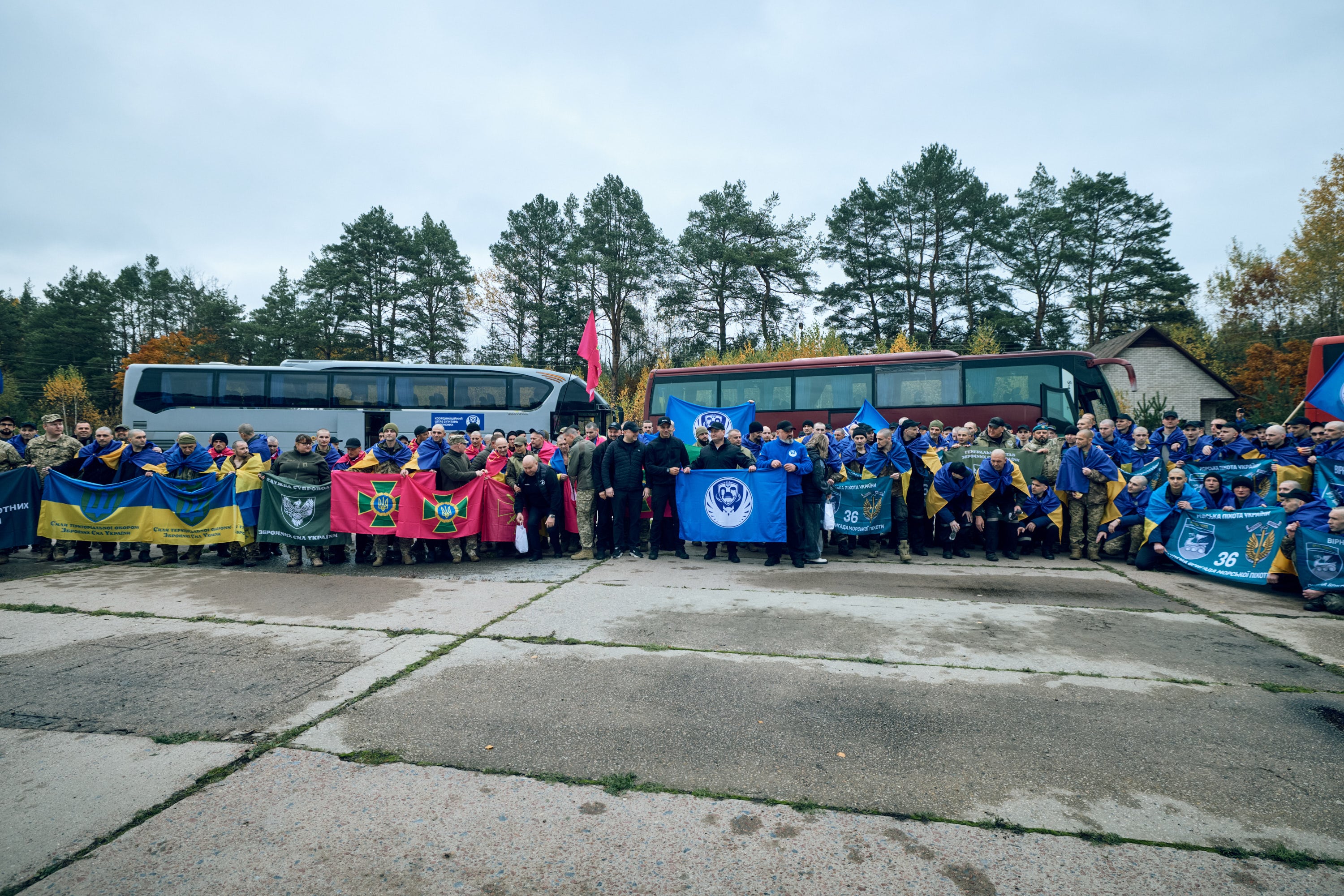 Ukrainian prisoners of war (POWs) after a swap