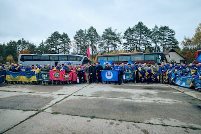 Ukrainian prisoners of war (POWs) after a swap
