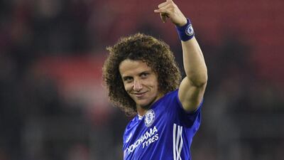 Chelsea’s David Luiz celebrates after the match. Toby Melville / Reuters