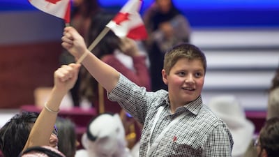 Kids cheer during the closing ceremony. Leslie Pableo for The National