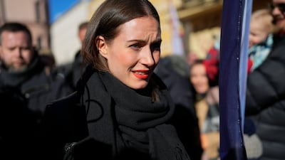 Finnish PM Sanna Marin campaigning in Helsinki, hopeful of another term in government for her Social Democrats party. AP