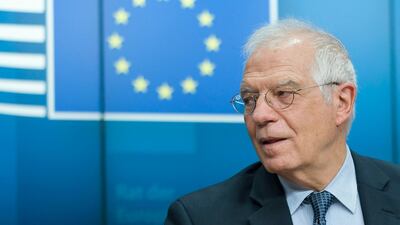 EU foreign affairs high representative Josep Borrell addresses a press conference following a videoconference with EU Defence Ministers in Brussels on June 16, 2020. AFP
