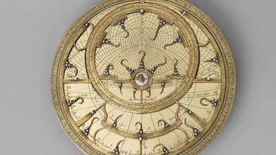 Muhammad ibn Ahmad Al-Battuti's astrolabe can measure the position and altitude of the stars, as well as tell the time. Images of the piece can be found on Louvre Abu Dhabi's website, as part of the museum's digital archive. Courtesy Louvre Abu Dhabi