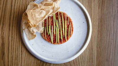 The raw tuna tonnato with fermented chilli and daikon from Lowe. Courtesy Lowe