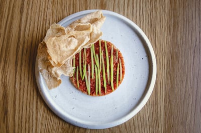 The raw tuna tonnato with fermented chilli and daikon from Lowe. Courtesy Lowe