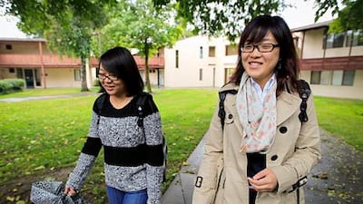 University of California students walk to class in Davis, California. (Tony Avelar/Bloomberg)