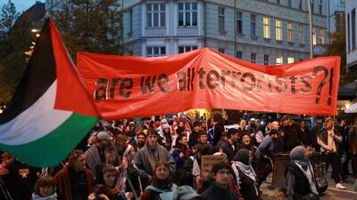 Pro-Palestine protesters in Berlin. A new report says western governments are using the issues surrounding the conflict as a means of stifling dissent. EPA