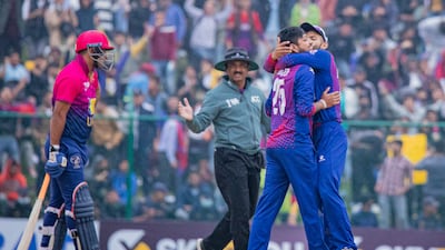 The UAE in action against Nepal in the ACC Premier Cup final.