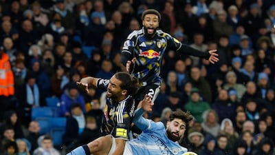 City's Josko Gvardiol fouls Dominic Calvert-Lewin and concedes a penalty in the second half. Reuters
