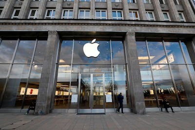 A closed Apple store in Hamburg in northern Germany. AFP