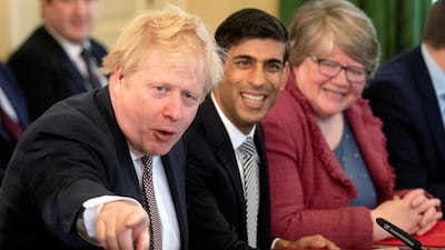 Britain's Prime Minister Boris Johnson speaks during his first Cabinet meeting following a reshuffle the day before, at Downing Street in London, Britain February 14, 2020. Matt Dunham / Reuters