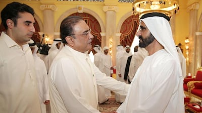 The Vice President and Ruler of Dubai accepts the condolences of Pakistani president Asif Ali Zardari. Wam