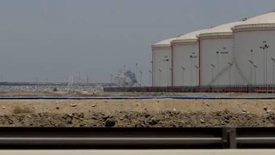 Fuel storage tanks if Fujairah, where Brooge energy has sublet a site allowing an oil trader to build a refinery for very low sulphur oil used to fuel ships. Kamran Jebreili / AP Photo
