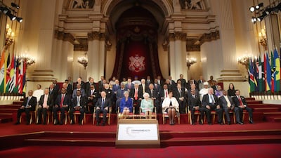 Queen Elizabeth II, head of the Commonwealth, opens the summit for what may be the last time. Yui Mok / AFP / Pool