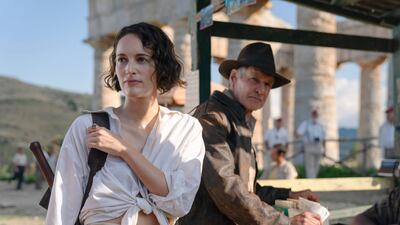 Helena Shaw (Phoebe Waller-Bridge) and Indiana Jones (Harrison Ford) aim to recover a world-changing ancient artefact in Indiana Jones and the Dial of Destiny. Photo: Lucasfilm Ltd