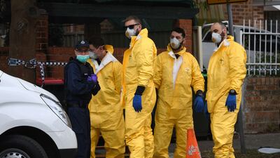 Police prepare to search for evidence at a block of flats in the Sydney suburb of Lakemba on after counter-terrorism raids across the city at the weekend. William West.