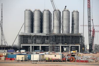 The under-construction Borouge 4 plant in Abu Dhabi. Pawan Singh / The National