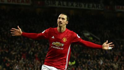 Zlatan Ibrahimovic of Manchester United celebrates after scoring his team's second goal during the Premier League match against Sunderland at Old Trafford on December 26, 2016 in Manchester, England. Jan Kruger / Getty Images