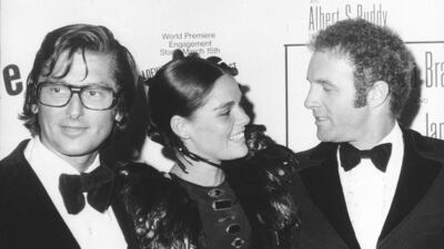 Paramount Pictures vice president Robert Evans, left, his wife, actress Ali MacGraw, and Caan attend the world premiere of 'The Godfather' in New York in 1972. AP