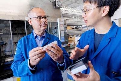 Chemistry professor Omar Yaghi works in his lab at the University of California, Berkeley. Reuters