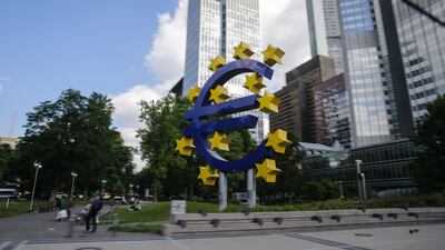 The Euro sculpture in front of the old European Central Bank (ECB) building in Frankfurt Main, Germany. The ECB and other central banks have been thrust back into the spotlight. Armamndo Babani : EPA