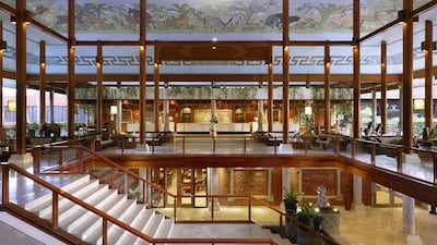 The reception area at Melia Bali has plenty of seating and live music at the lobby bar. Courtesy: Melia Bali