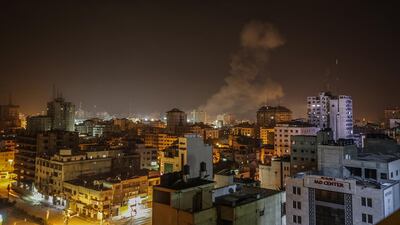 Smoke rises after an Israeli airstrike in Gaza City. EPA