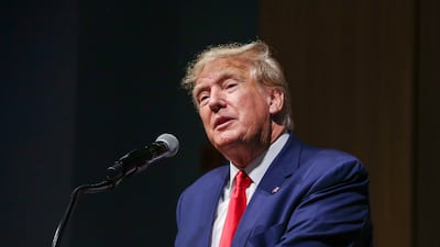 Former president Donald Trump speaks during the New Hampshire Republican State Committee 2023 annual meeting in January. AP