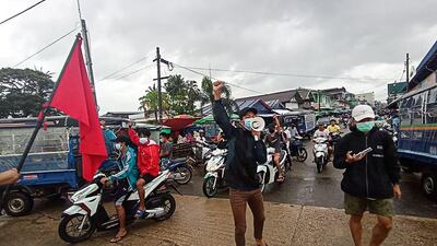 Protesters take part in a demonstration against the military coup. AFP