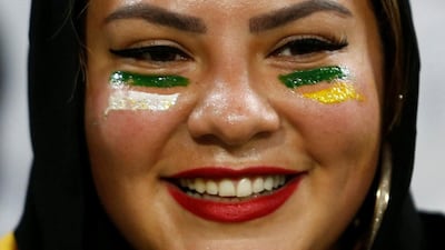 A Saudi Arabia fan inside the King Saud University Stadium, Riyadh for Saudi Arabia's friendly match against Brazil. Brazil won the match 2-1. Reuters