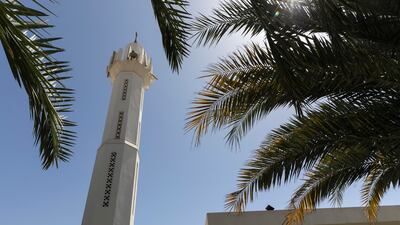 The beautiful minaret in the mosque compound