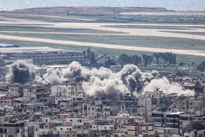 Israel bombards Beirut's southern suburbs, after the ceasefire was made public. Israel says the truce does not include Lebanon but Iran says it does. AFP