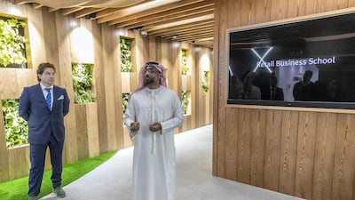 Juma Bin Salmin, vice president of Human Capital at Carrefour UAE, introduces Majid Al Futtaim's new Retail Business School at Ibn Battuta Mall. Antonie Robertson / The National