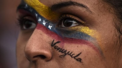 Venezuelans hold a demonstration in Medellin, Colombia. AFP